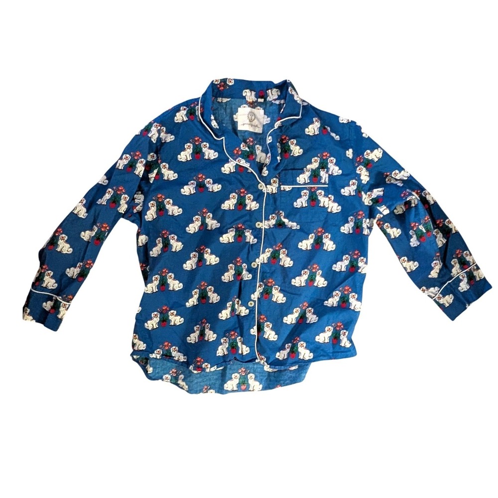Printfresh Women's Spaniel Dogs Pajama Set Blue Cotton Long‎ Sleeve- Size 2X - Picture 3 of 7